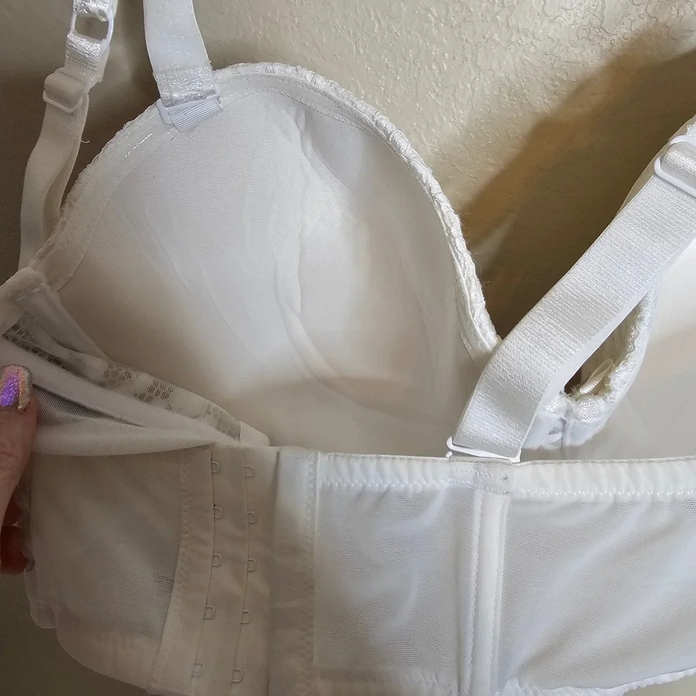 NWT Adore Me Azura Contour Bra White Lace Longline Underwire 44D